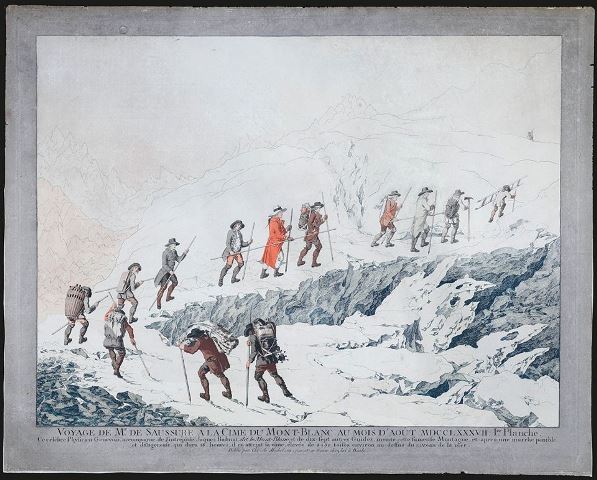 Voyage de Mr de Saussure à la cime du Mont-Blanc au mois d'août 1787, publié par Chrétien de Méchel © Collection musée Alpin Chamonix Photo Atelier Esope
