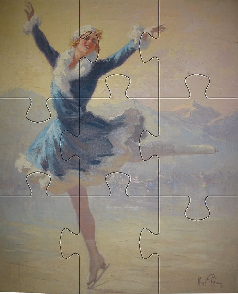 Puzzle Patineuse de Péan 9 pièces ©musée Alpin
