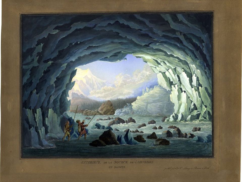 Intérieur de la source de l'Arveron en Savoye, Samuel Grundmann et Johann Peter Lamy, 1ère moitié du 19e siècle  © Collection musée Alpin Chamonix Photo Musée Alpin 