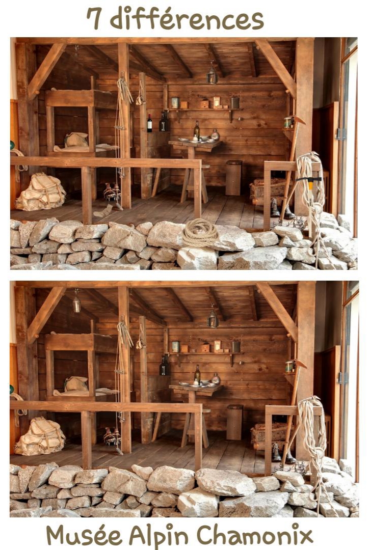 Jeu des 7 différences, refuge ©musée Alpin