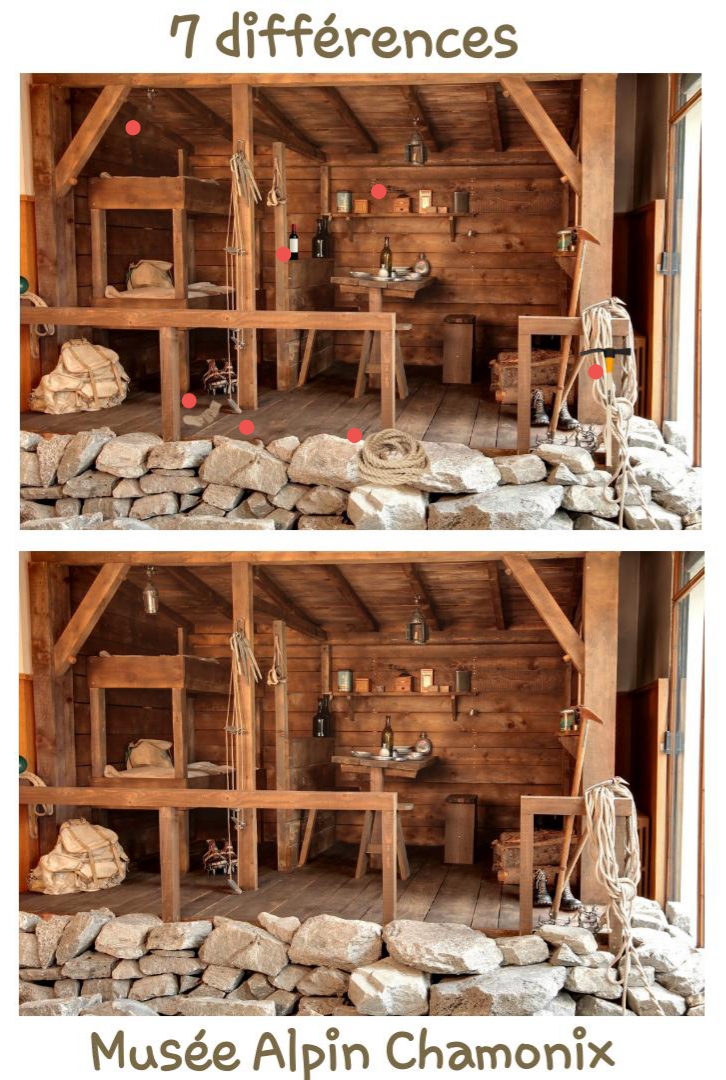 Solution du Jeu des 7 différences, refuge ©musée Alpin