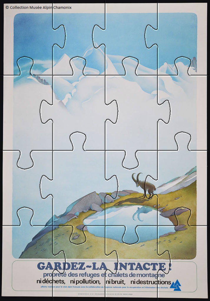 Puzzle affiche Samivel 16 pièces à télécharger et imprimer ©Collection musée Alpin Chamonix