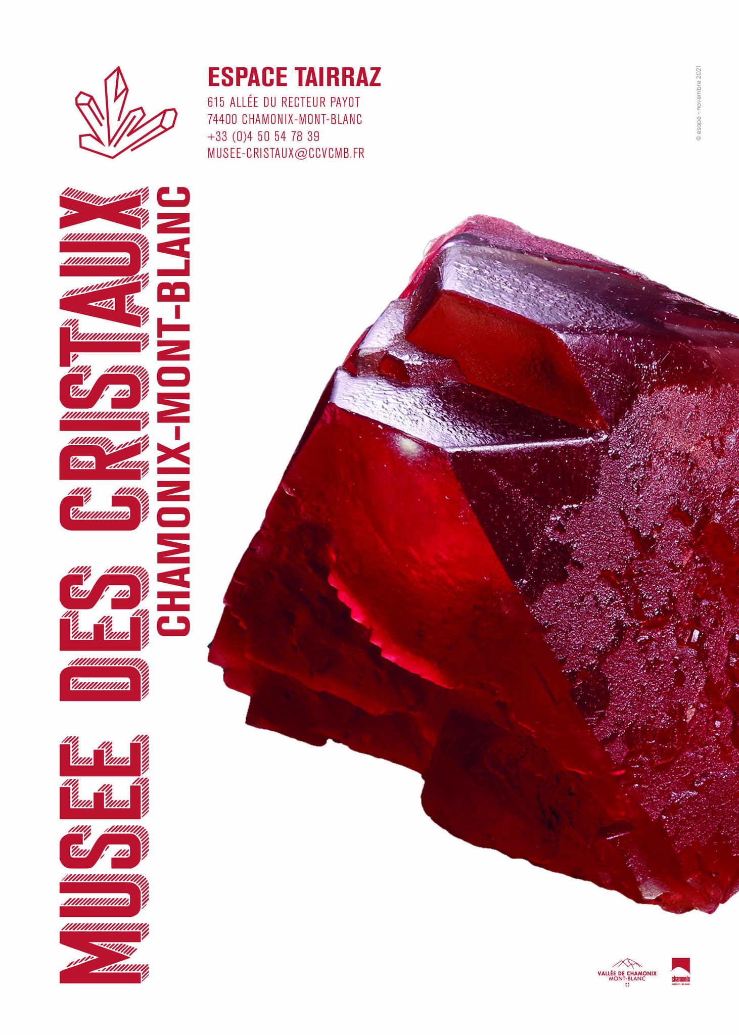 Affiche, musée des Cristaux (version rouge)