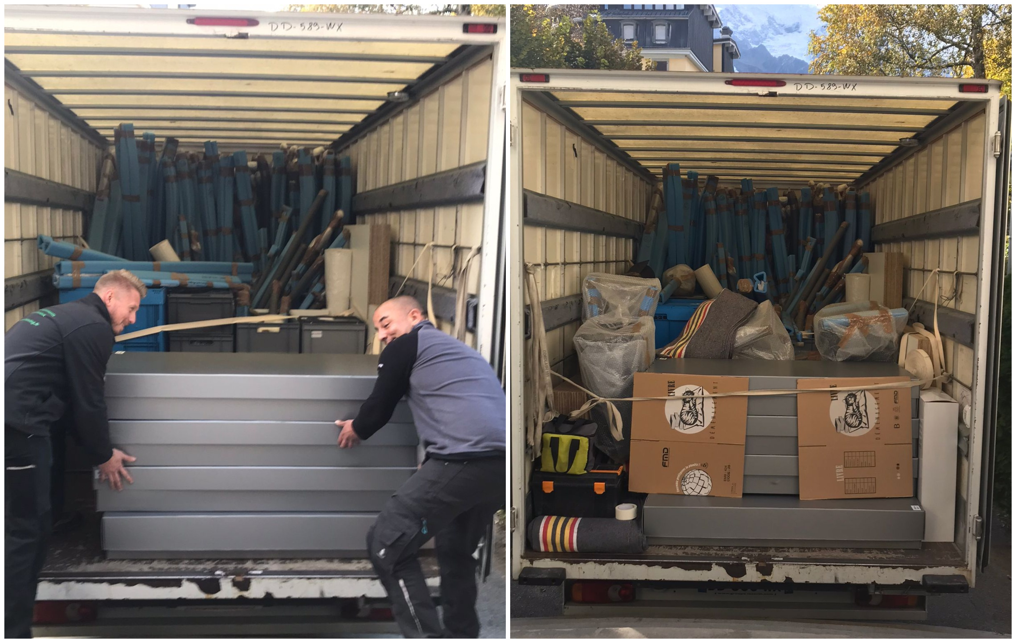 Chargement du camion avant transport par une entreprise spécialisée