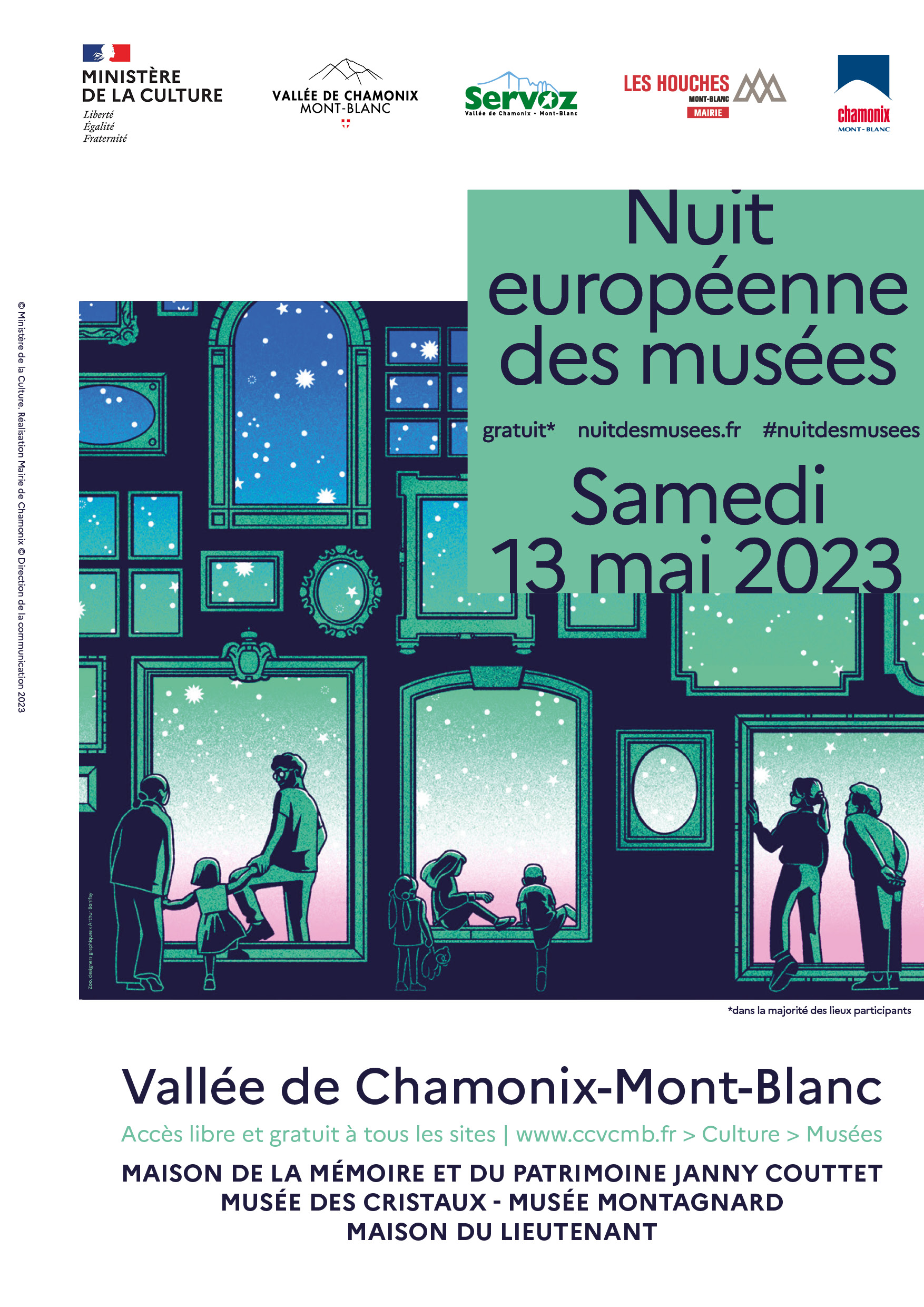 Affiche Nuit Européenne des Musées 2023 Vallée de Chamonix-Mont-Blanc