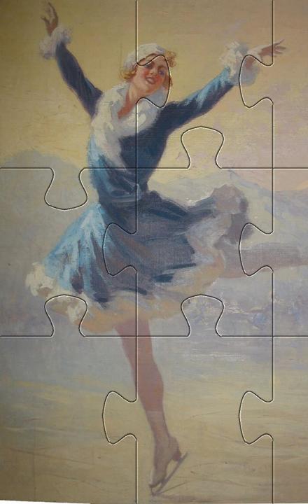 Puzzle Patineuse de Péan 9 pièces ©musée Alpin