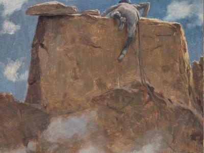 Le dernier effort, sommet du Grépon, Edouard Brun, 1ère moitié 20e siècle ©Denis Vidalie Le dernier effort, sommet du Grépon, Edouard Brun, 1ère moitié 20e siècle ©Denis Vidalie