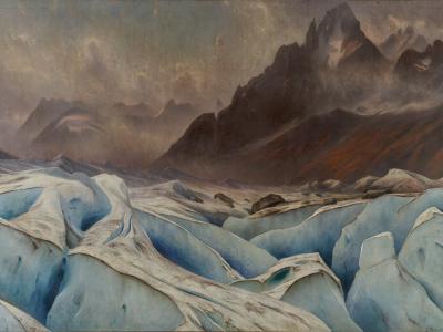 La Mer de Glace, Gabriel Loppé ©collection musée Alpin Tableau la Mer de Glace de Gabriel Loppé