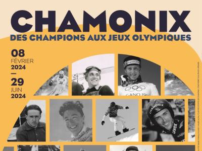 Affiche de l'exposition Chamonix des champions aux JO à la Maison de village d'Argentière