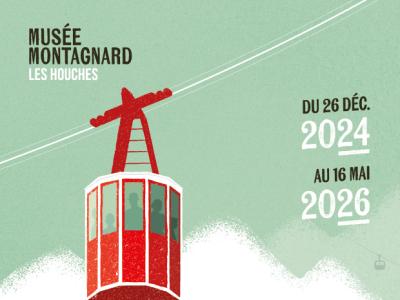 Affiche exposition Téléphérique et compagnie musée Montagnard Affiche de l'exposition Téléphérique et compagnie au musée Montagnard des Houches